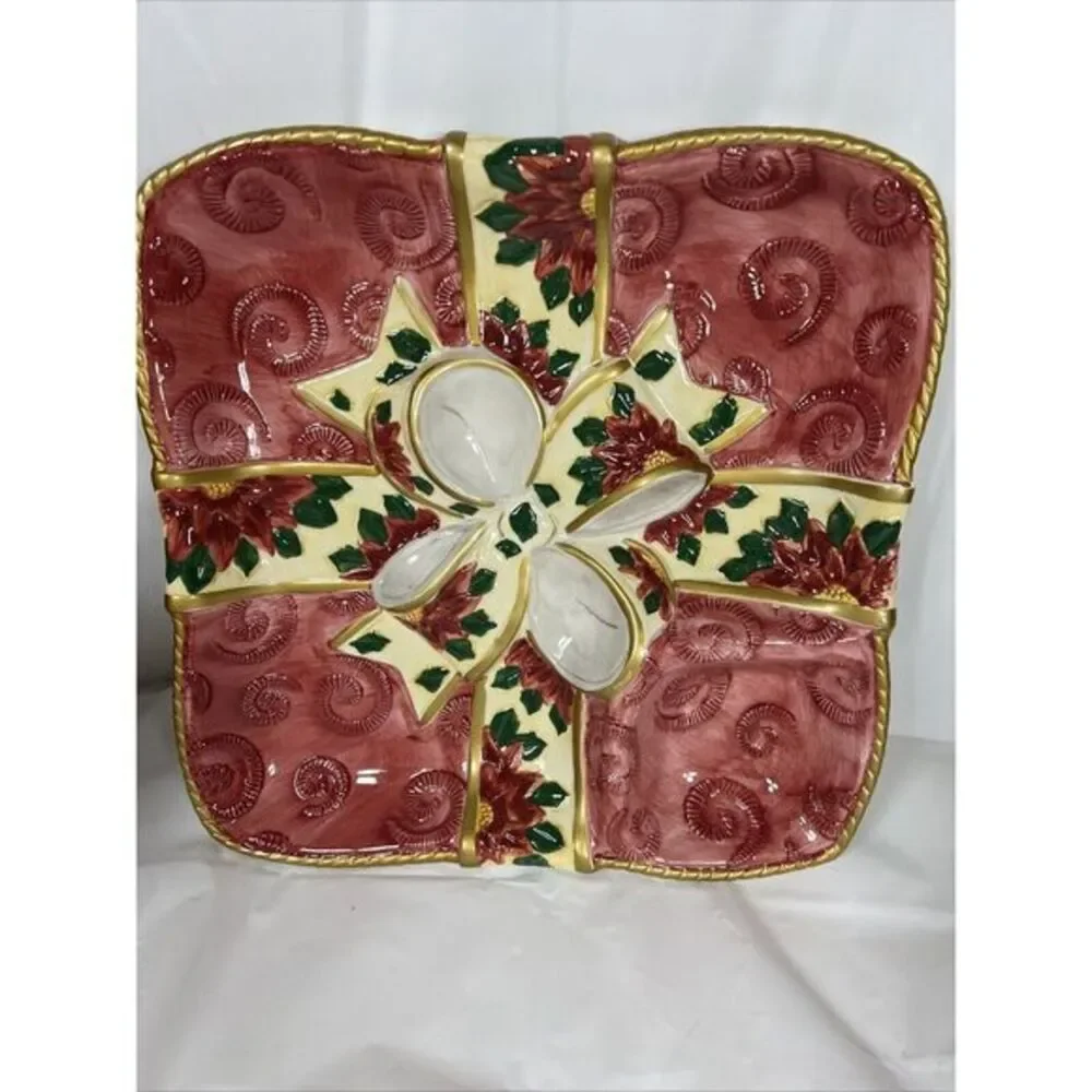 World Bazzars Christmas Ceramic Chip And Dip‎ Wreath